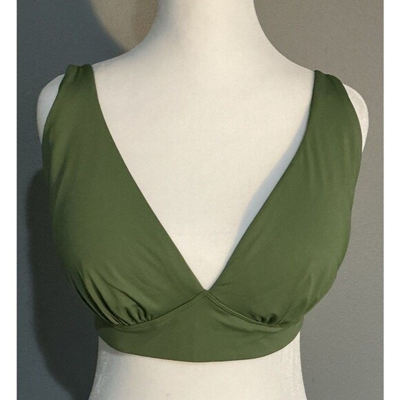 NEW Knix Deep V Plunge Bikini Top Swimsuit  Adjustable Straps Green Size XL+ - Picture 1 of 8